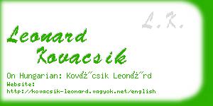 leonard kovacsik business card